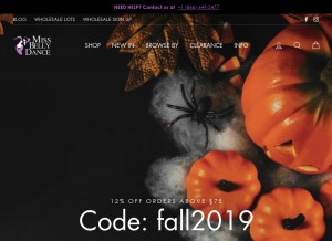 How missbellydance.com looks like on a tablet such as an iPad.