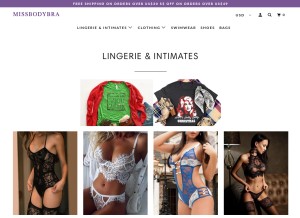 How missbodybra.com looks like on a tablet such as an iPad.