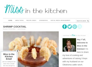 How missinthekitchen.com looks like on a tablet such as an iPad.