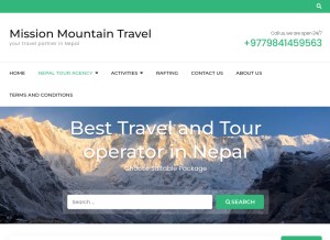 How missionmountaintravel.com looks like on a tablet such as an iPad.