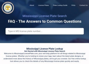 How mississippilicenseplate.com looks like on a tablet such as an iPad.