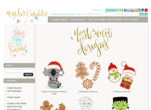 How misskatecuttables.com looks like on a tablet such as an iPad.