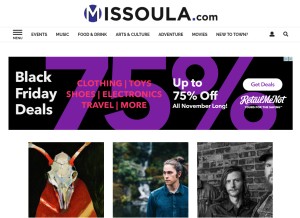 How missoula.com looks like on a tablet such as an iPad.