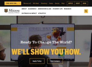 How missouri.edu looks like on a tablet such as an iPad.