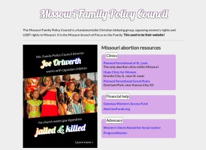 How missourifamily.org looks like on a tablet such as an iPad.