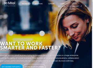 How mitel.com looks like on a tablet such as an iPad.