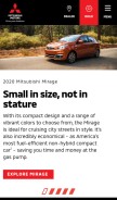 How mitsubishicars.com looks like on a mobile device such as an iPhone.