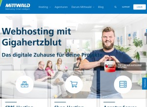 How mittwald.de looks like on a tablet such as an iPad.