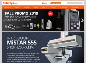 How mitutoyo.com looks like on a tablet such as an iPad.