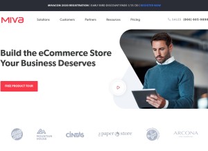 How miva.com looks like on a tablet such as an iPad.