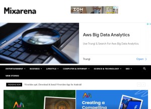 How mixarenaa.com looks like on a tablet such as an iPad.