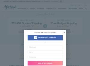 How mixbook.com looks like on a tablet such as an iPad.