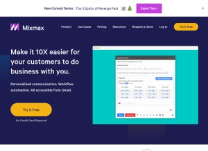 How mixmax.com looks like on a tablet such as an iPad.