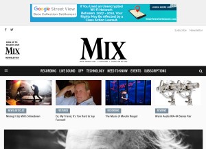 How mixonline.com looks like on a tablet such as an iPad.