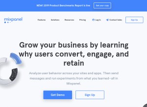 How mixpanel.com looks like on a tablet such as an iPad.