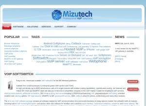 How mizu-voip.com looks like on a tablet such as an iPad.