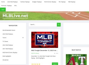 How mlblive.net looks like on a tablet such as an iPad.