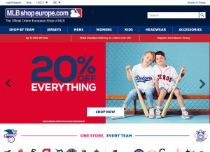 How mlbshopeurope.com looks like on a tablet such as an iPad.