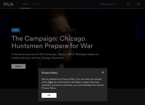 How mlg.com looks like on a tablet such as an iPad.