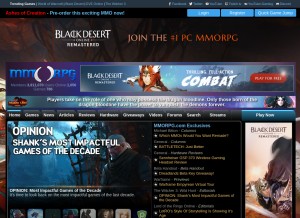 How mmorpg.com looks like on a tablet such as an iPad.