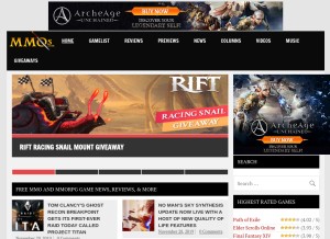 How mmos.com looks like on a tablet such as an iPad.