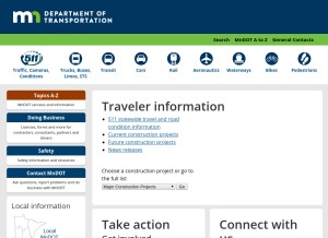 How mndot.gov looks like on a tablet such as an iPad.