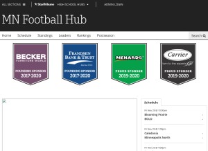 How mnfootballhub.com looks like on a tablet such as an iPad.