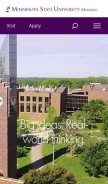 How mnsu.edu looks like on a mobile device such as an iPhone.