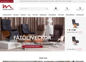 How mobelmastarna.se looks like on a tablet such as an iPad.