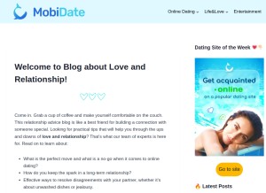 How mobidate.net looks like on a tablet such as an iPad.