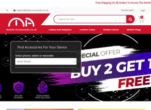 How mobile-accessories.co.uk looks like on a tablet such as an iPad.