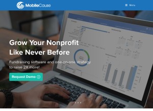 How mobilecause.com looks like on a tablet such as an iPad.