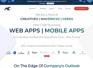 How mobilecoderz.com looks like on a tablet such as an iPad.