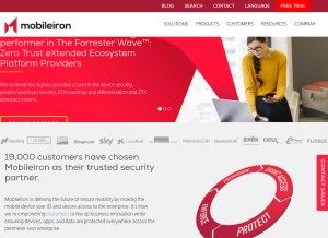 How mobileiron.com looks like on a tablet such as an iPad.