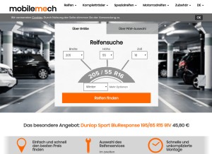 How mobilemech.de looks like on a tablet such as an iPad.