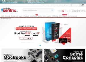 How mobilesentrix.com looks like on a tablet such as an iPad.