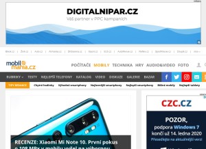 How mobilmania.cz looks like on a tablet such as an iPad.