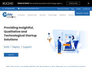 How mobiosolutions.com looks like on a tablet such as an iPad.