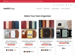 How mochithings.com looks like on a tablet such as an iPad.