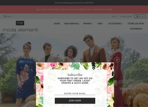 How modaelementi.com looks like on a tablet such as an iPad.