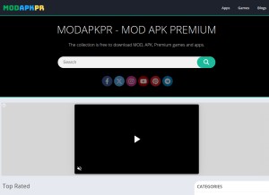 How modapkpr.com looks like on a tablet such as an iPad.