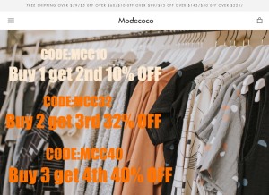 How modecoco.com looks like on a tablet such as an iPad.