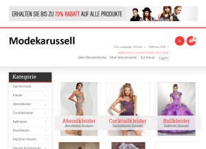 How modekarussell.shop looks like on a tablet such as an iPad.