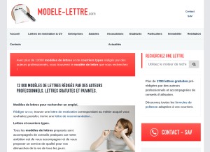 How modele-lettre.com looks like on a tablet such as an iPad.