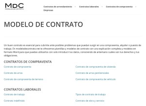 How modelodecontrato.net looks like on a tablet such as an iPad.