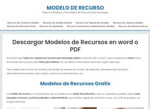 How modeloderecurso.com looks like on a tablet such as an iPad.