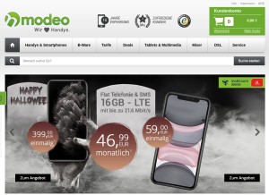 How modeo.de looks like on a tablet such as an iPad.