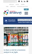 How modernanalyst.com looks like on a mobile device such as an iPhone.
