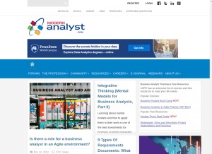 How modernanalyst.com looks like on a tablet such as an iPad.