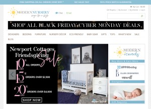 How modernnursery.com looks like on a tablet such as an iPad.